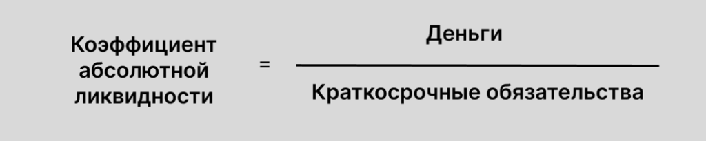 Формула расчета коэффициента абсолютной ликвидности